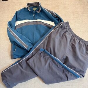 True Vintage 1990 Y2K Mountain Lake Sport Teal Gray Athletic Tracksuit Set Men L